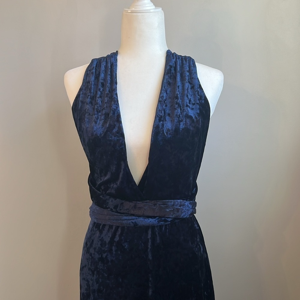 NWT Lulu’s Dreams of Sheen Navy Blue Velvet Convertible Maxi Dress SZ M - Picture 6 of 8